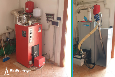 Oil boiler replacement with new Blucalor E pellet boiler with five-star certificate